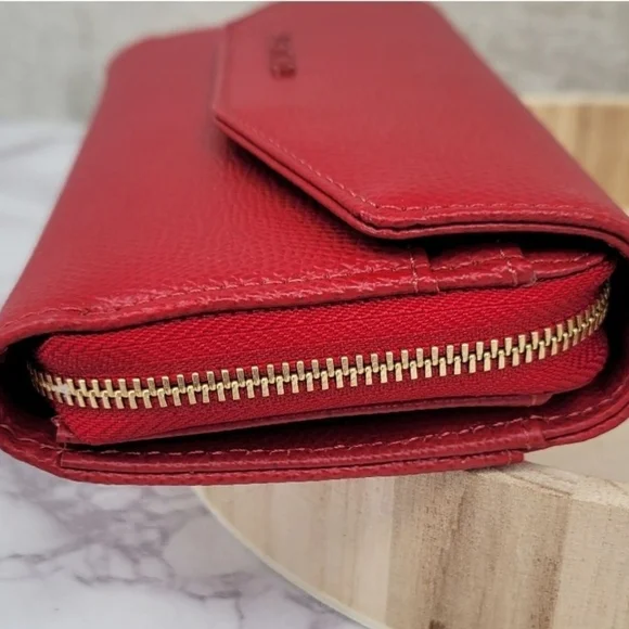 Valentino Red Leather Wallet with Textured Finish